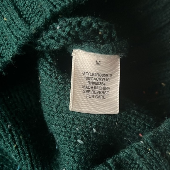 Ultra Flirt Cable Knit Acrylic Crewneck Sweater M Green Pre-Owned Excellent - Picture 13 of 14